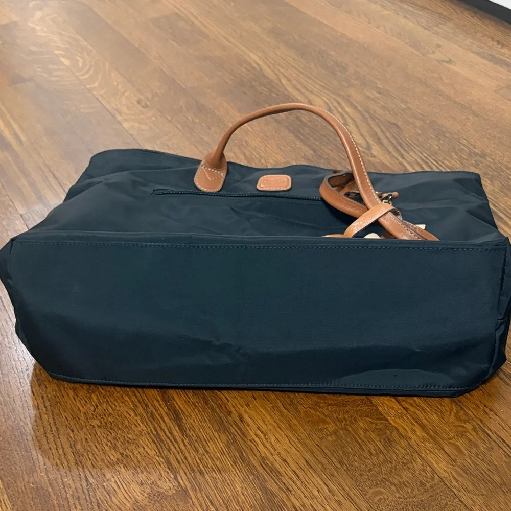 Bric's Black Tote with Tan Leather Handles